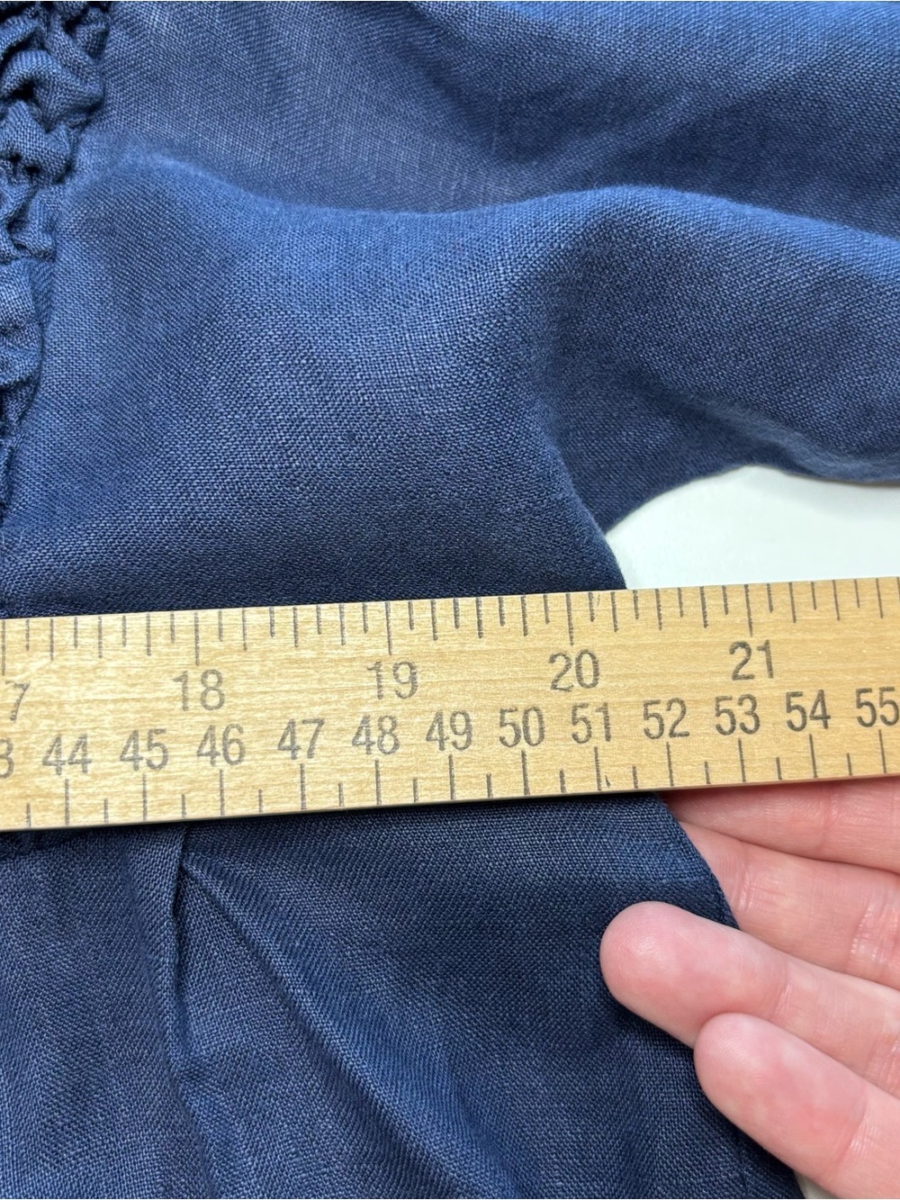 Claude Tulum 100% Linen Navy Ruffle Pocket Mini Dress One Size - Picture 14 of 16